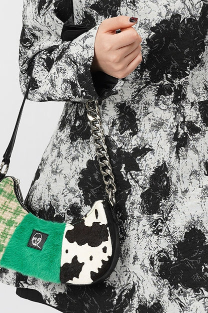 Genuine Leather Color-Block Bag