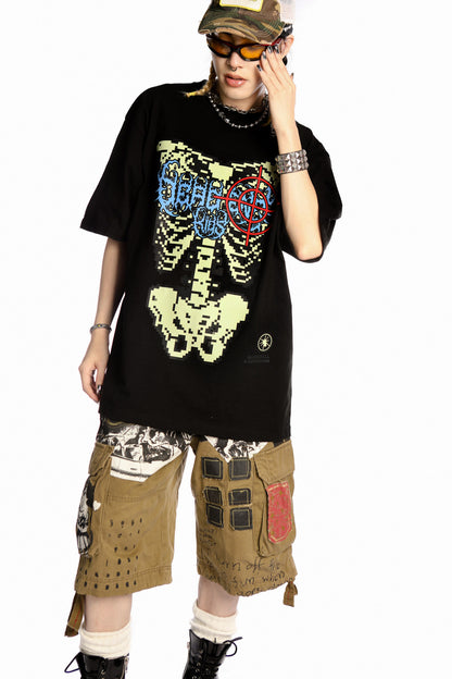 Skeleton Rock Hip-Hop Loose Blouse