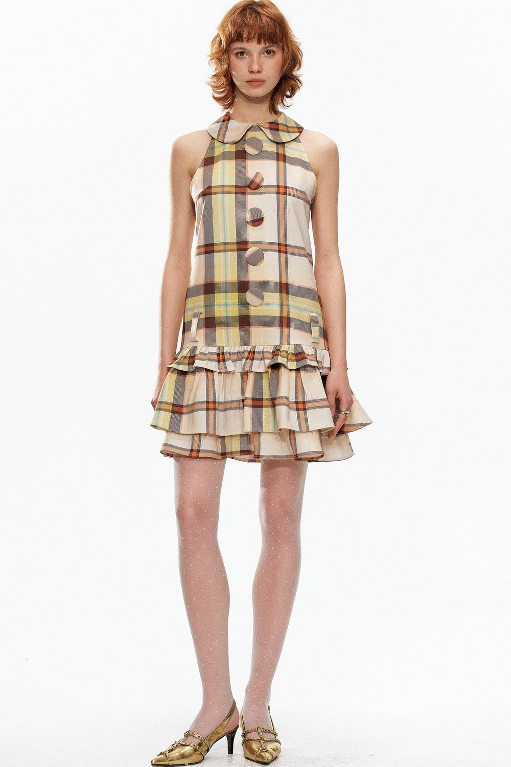 Plaid Raglan Vest Dress