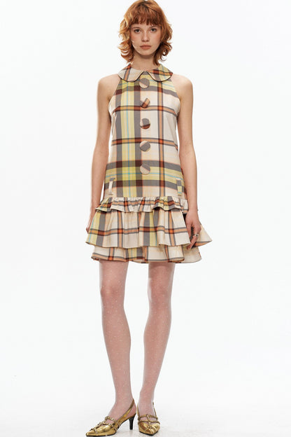 Plaid Raglan Vest Dress
