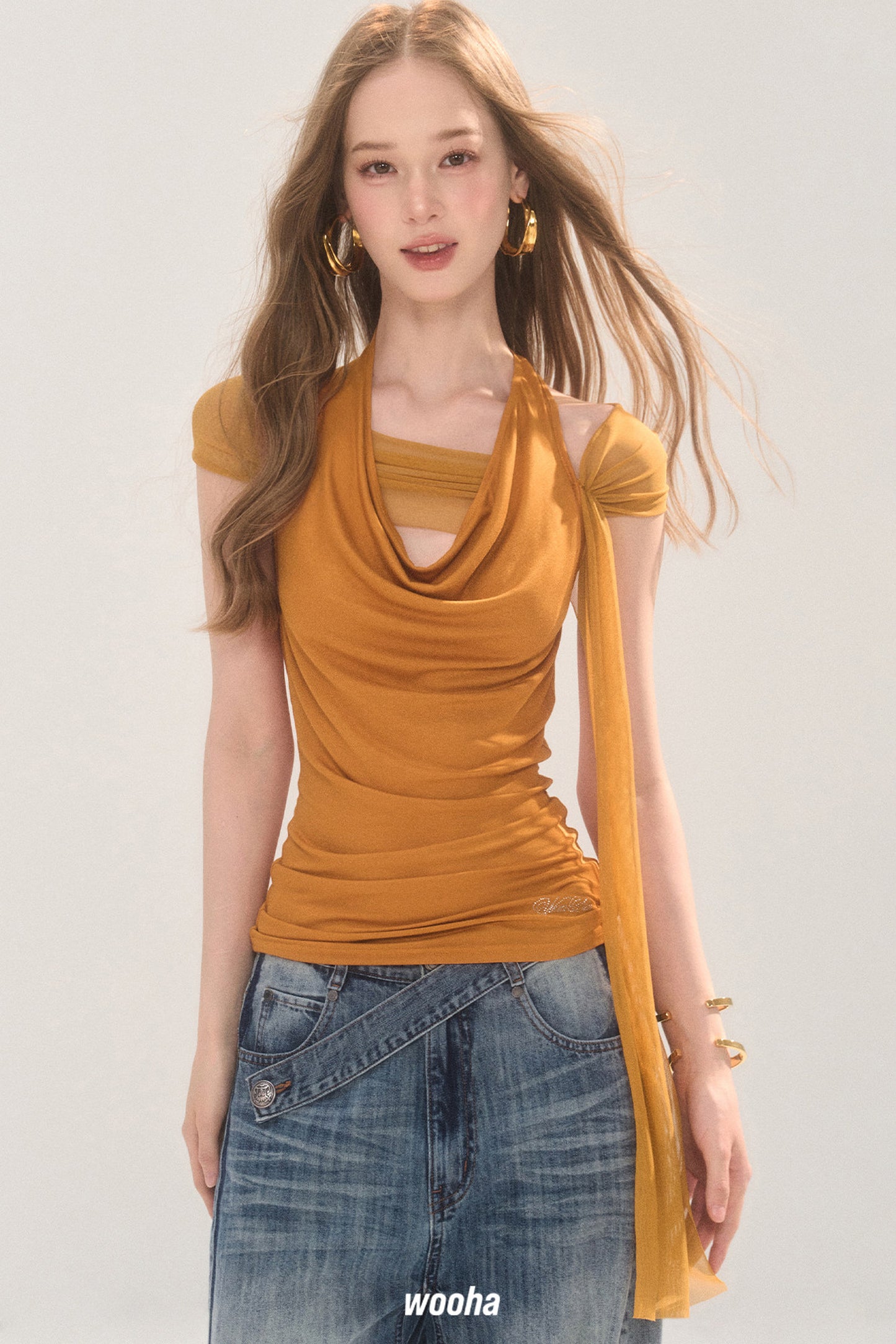 Mesh Overlay Halter Top