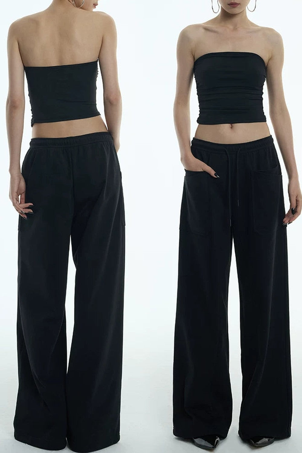 Double-Layer Wide-Leg Sweatpants