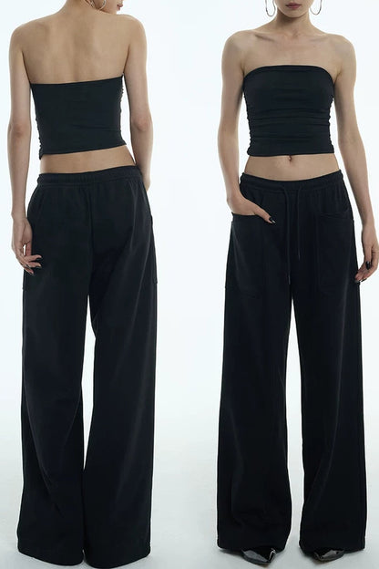 Double-Layer Wide-Leg Sweatpants
