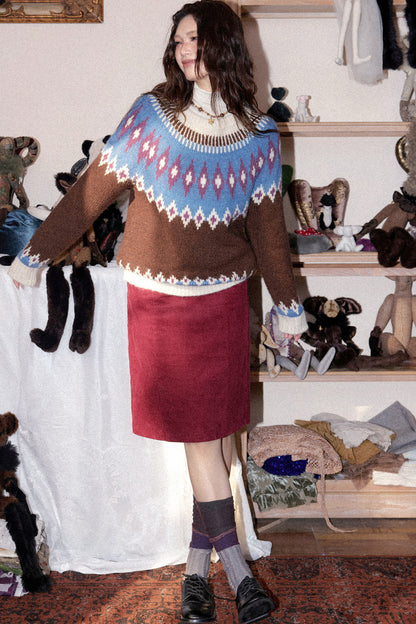 Coarse Knit Fair Isle Sweater