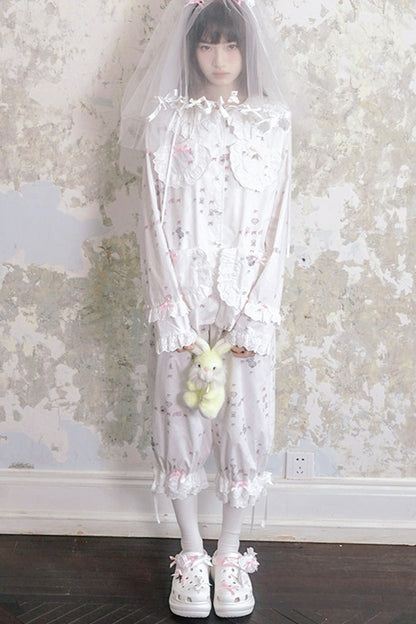 Milkyhearts pantaloni del pigiama con fiocco