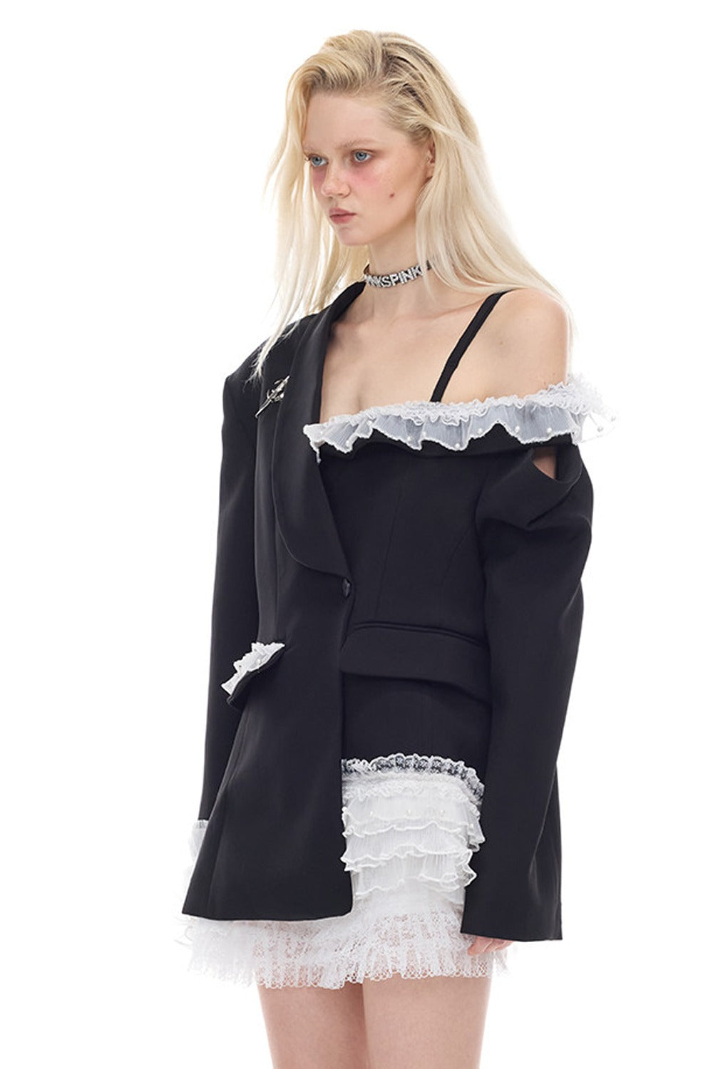 Asymmetrical Lace Blazer