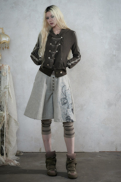 Punk Print Layered-Look Skirt