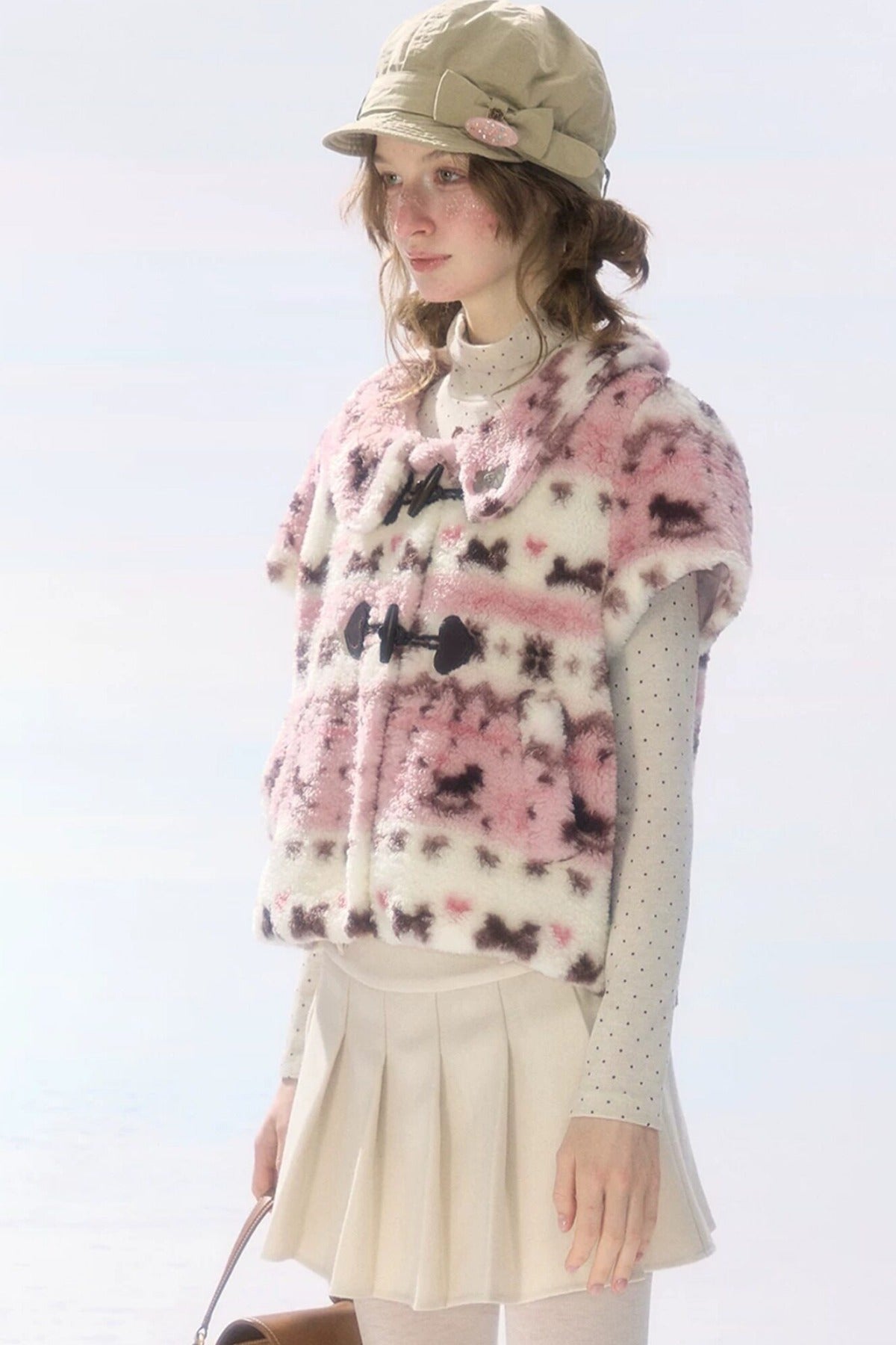 Pleated High Waist Woolen Skirt
