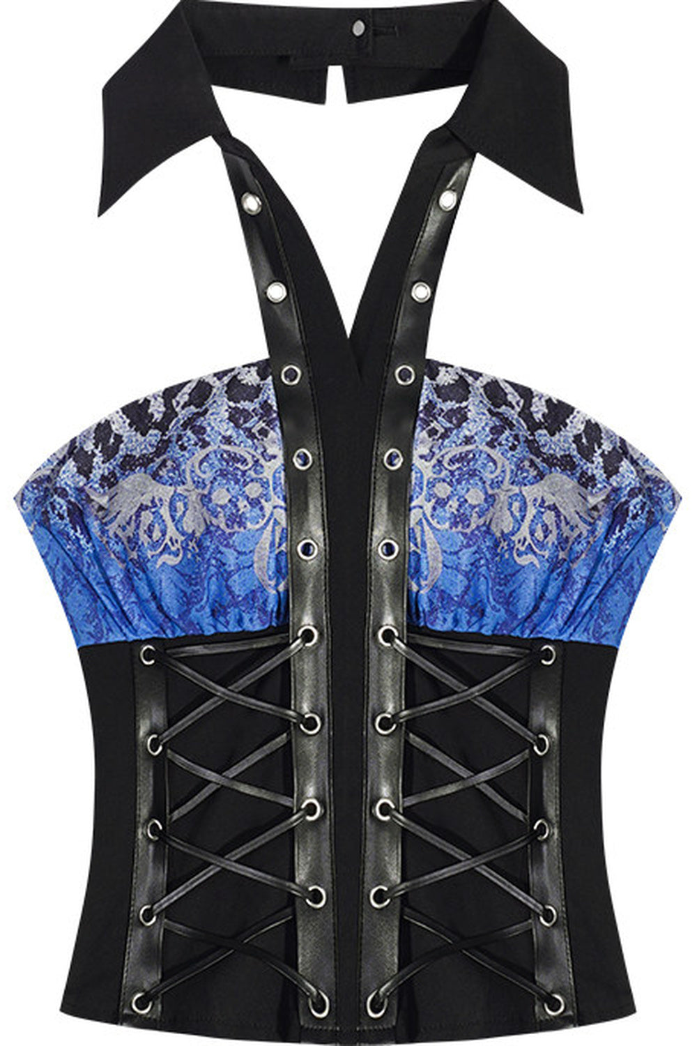 Dark Punk Electric Blue Halter Tube Top and Skirt Set-Up