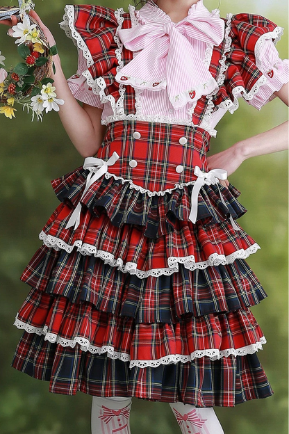 Shoja Retro Red Pinafore Skirt