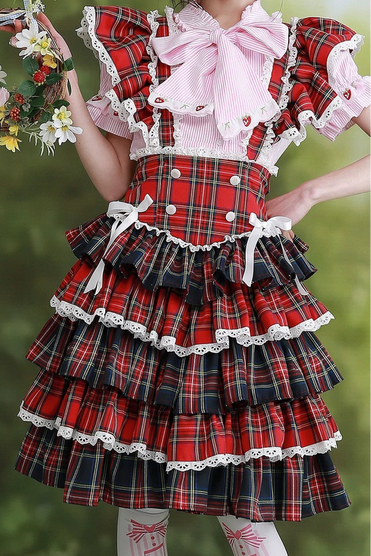 Shoja Retro Red Pinafore Skirt