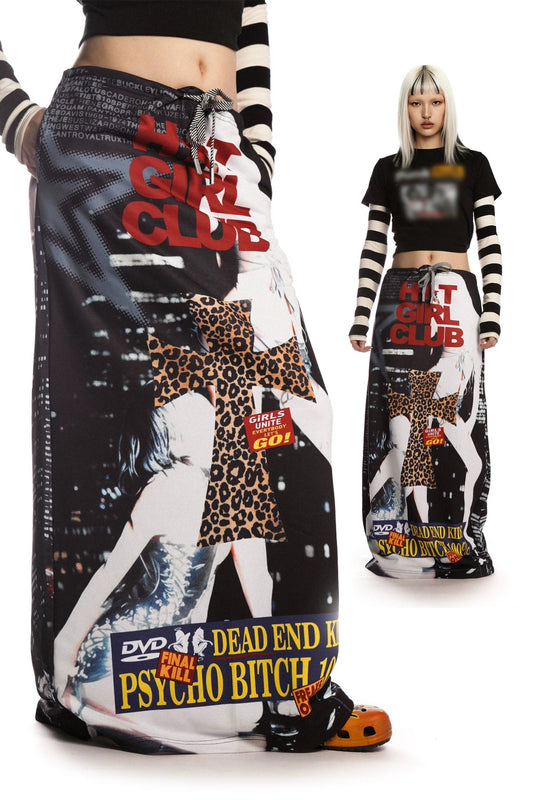 Retro Print Long Skirt