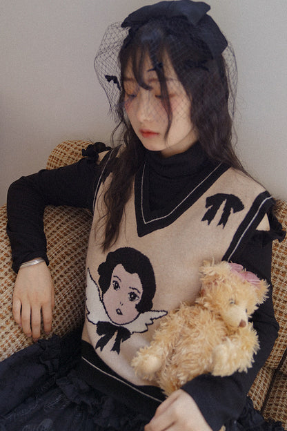 Angel Print Knit Vest