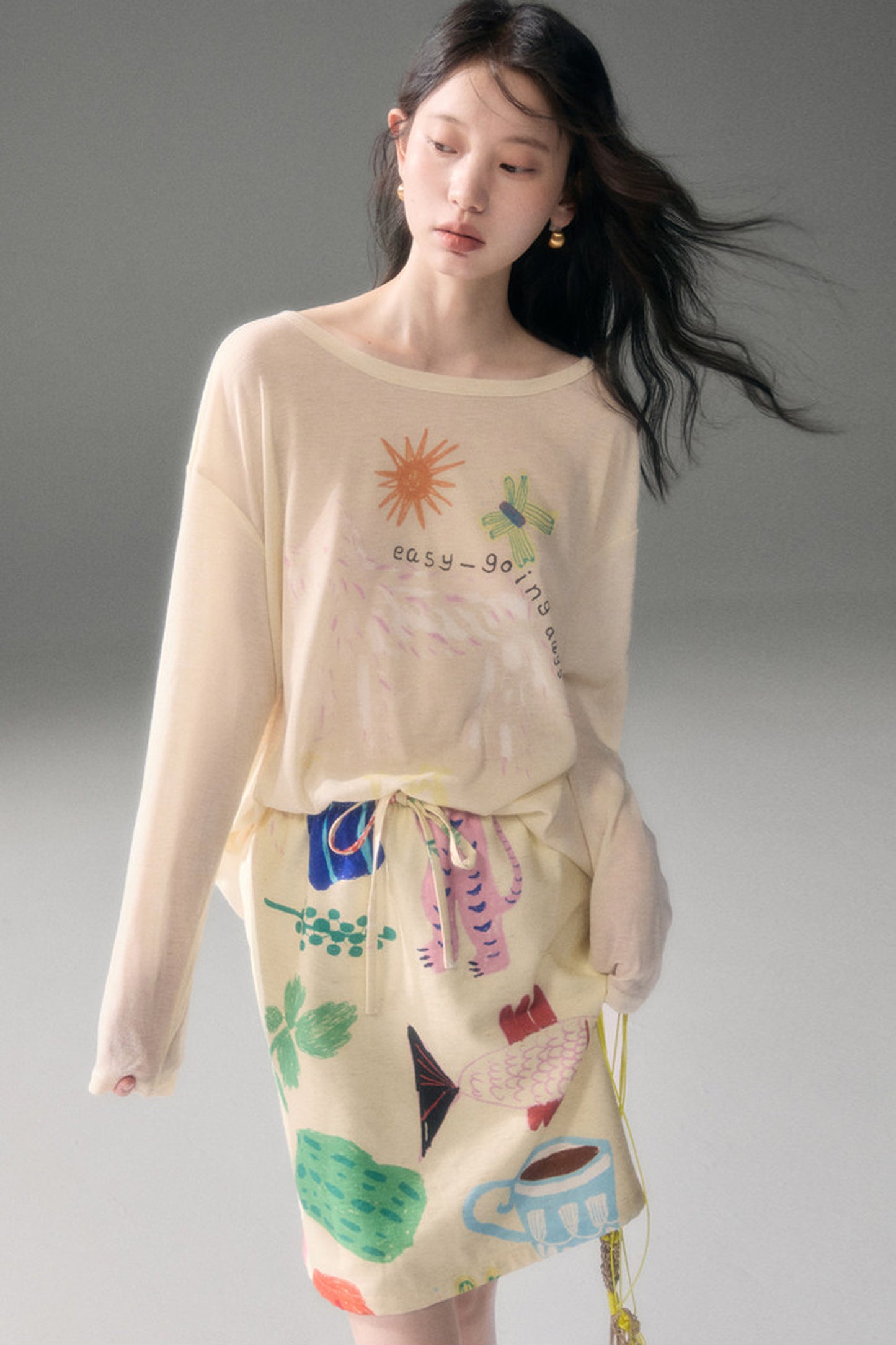 Fruit and Vegetable Print Skirt