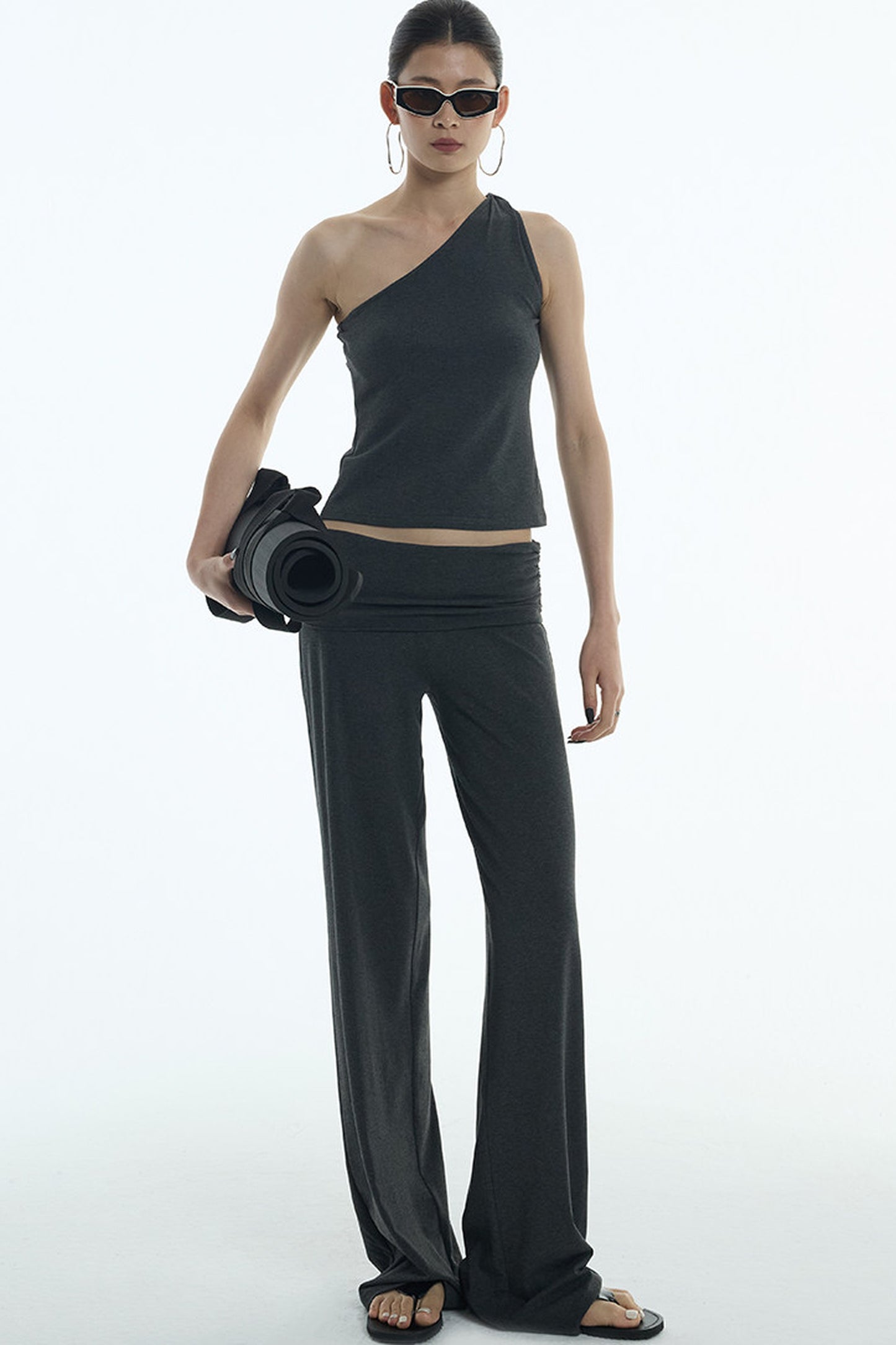 Lyocell One-Shoulder Top And Pants Set-Up