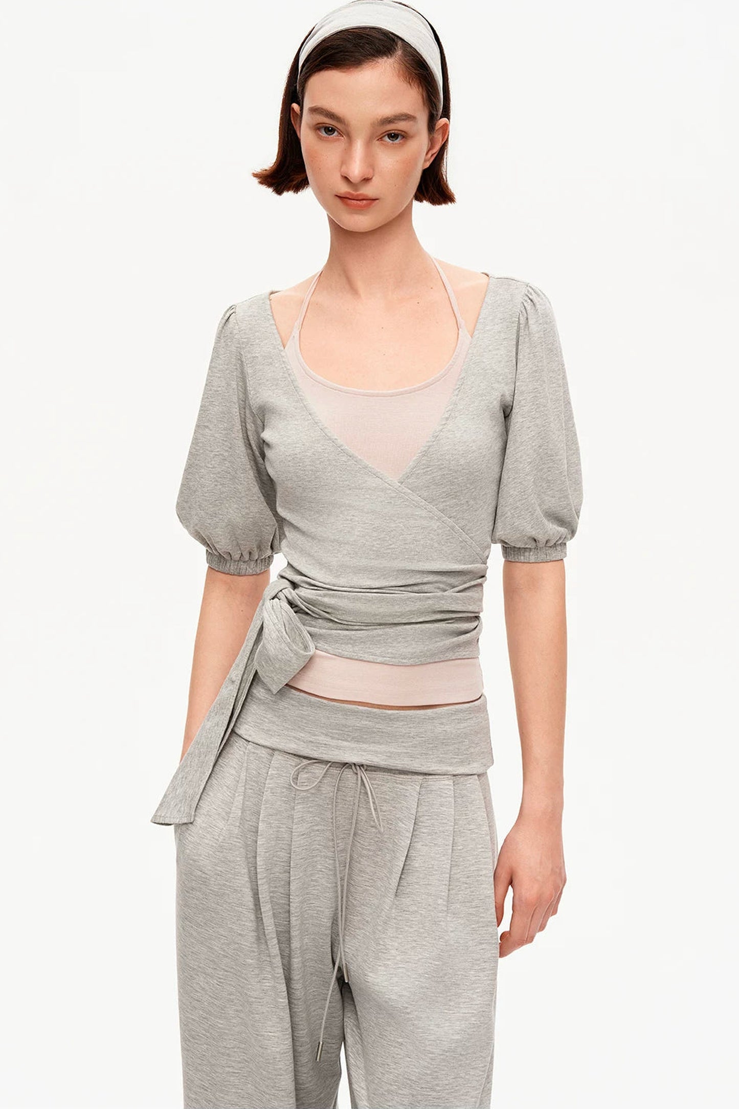 Tencel V-Neck Puff Sleeve Camisole Set-Up