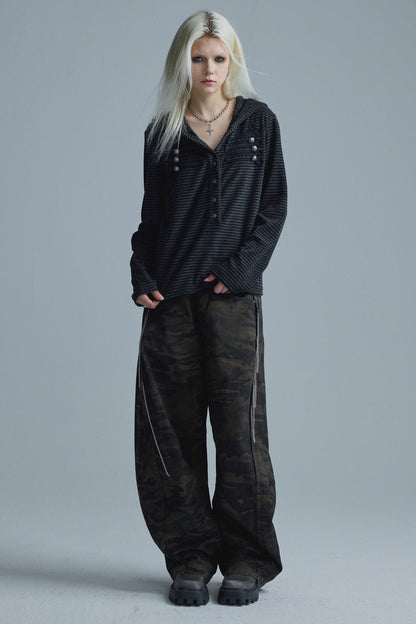 Black Gray Stripe Hoodie