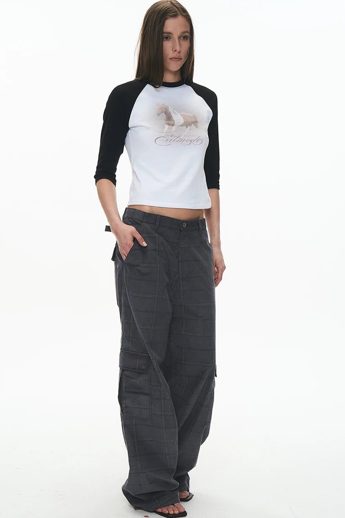 Exitmode Retro Two-Tone Plaid Cargo Pants