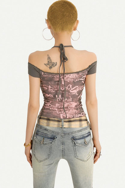 Y2K Color-Block Halter Top