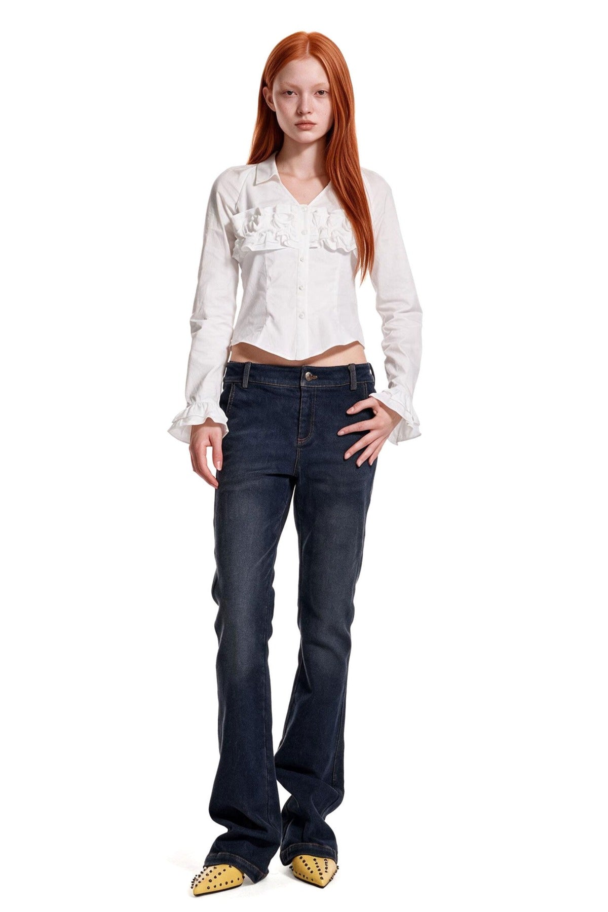 Punk Double Ruffle Puff Sleeve Shirt