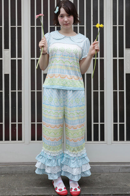 Fruit Plaid Patchwork Cake Pants