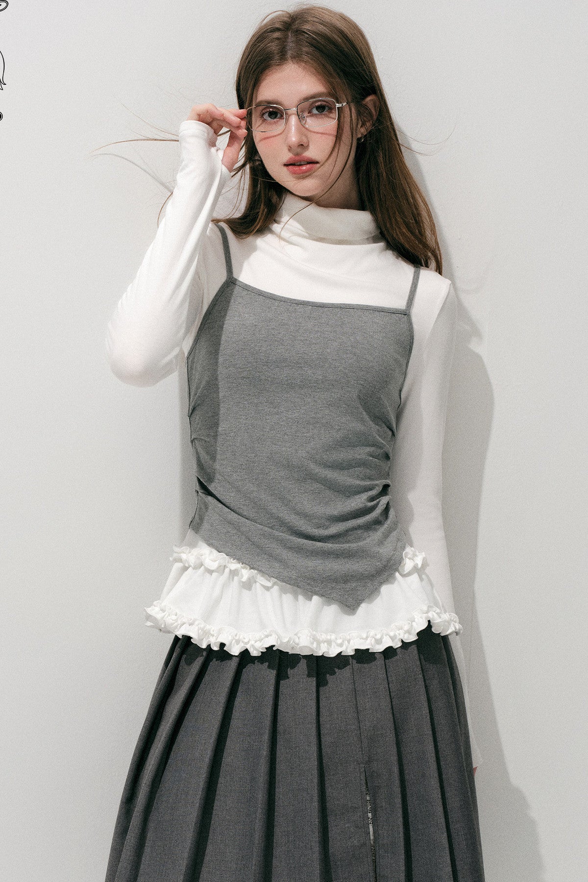 Off-Shoulder Cami Long Sleeve Top