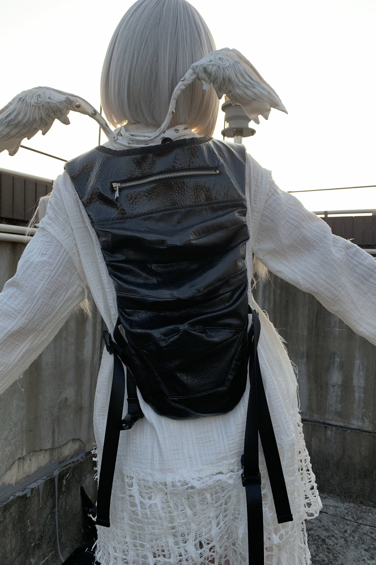 Armor Style Black Backpack