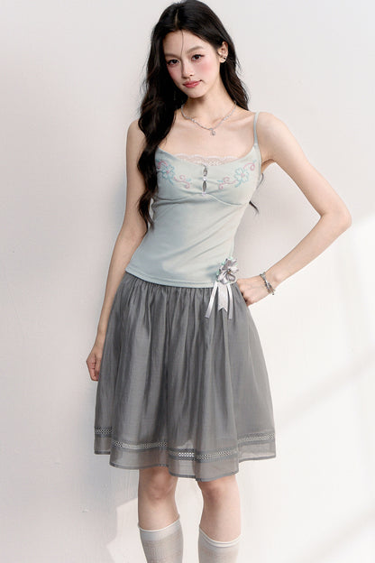 Beaded Embroidery Hollow Lace Camisole Top