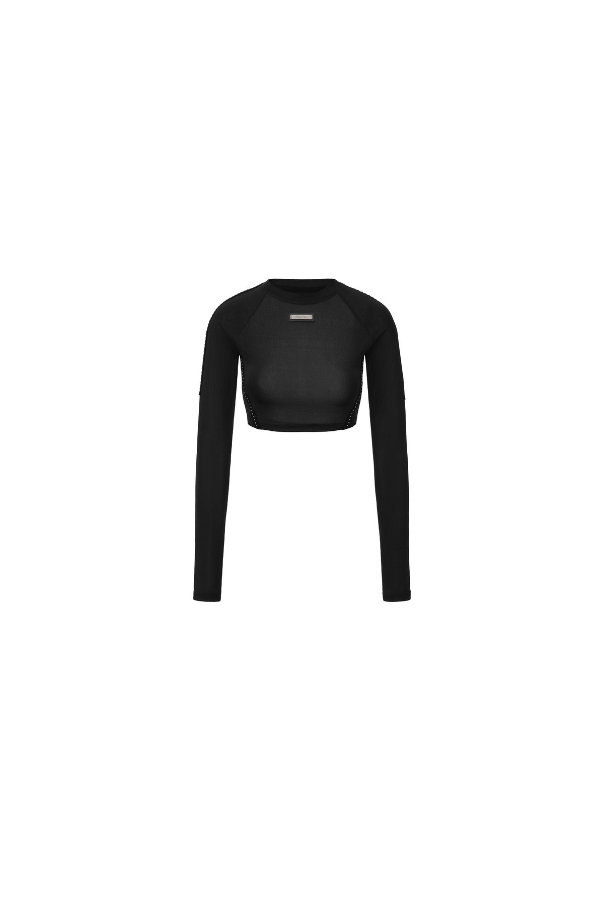 Rivet Contrast Stitching Leather Label T-shirt