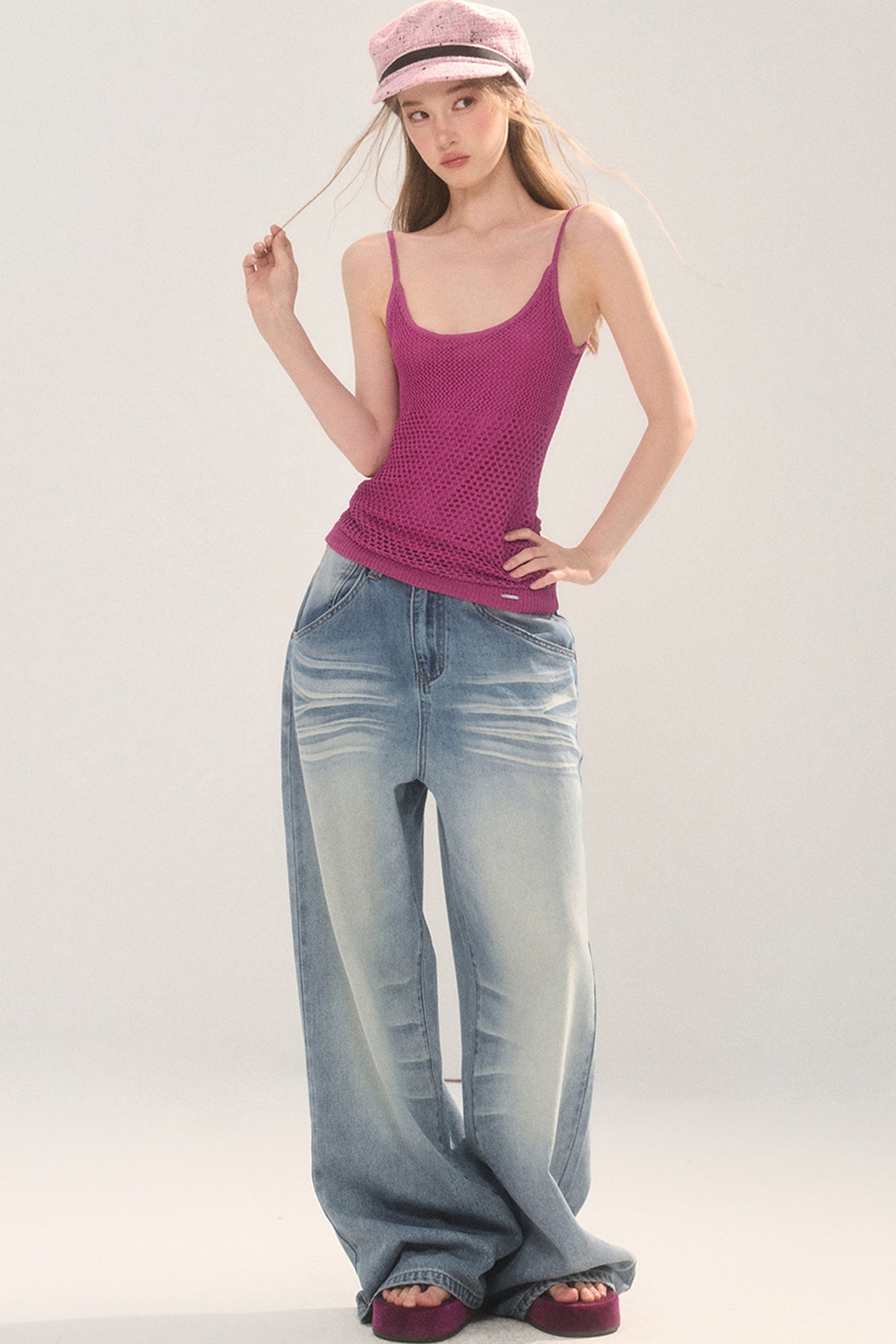 Solid Color U-Neck Knit Camisole