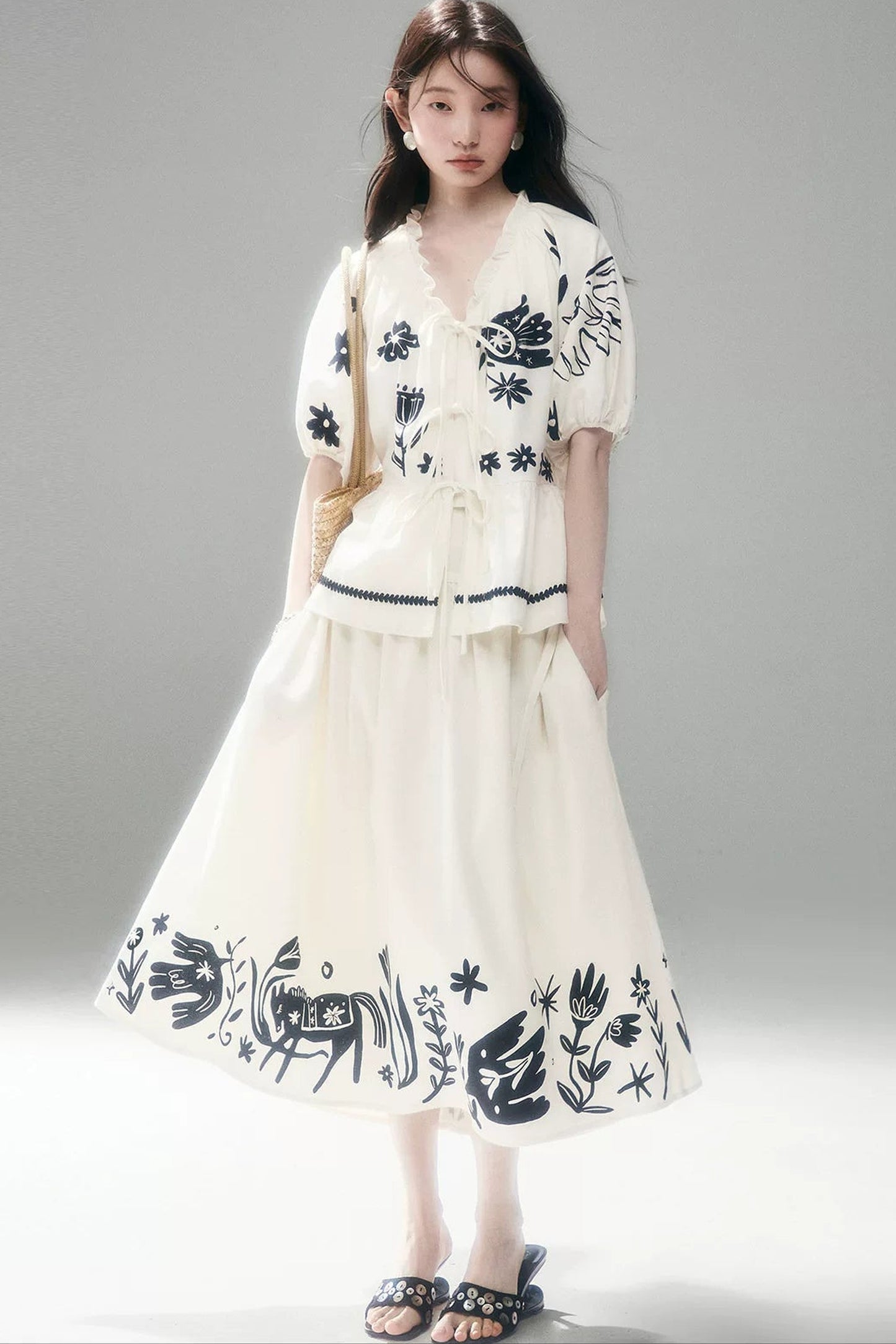 Floral Pony Linen Skirt
