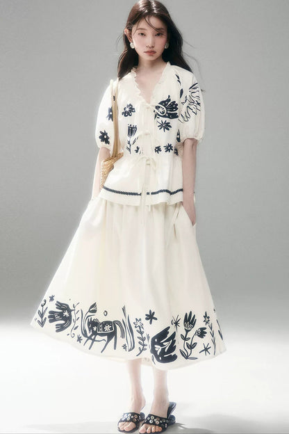 Floral Pony Linen Skirt