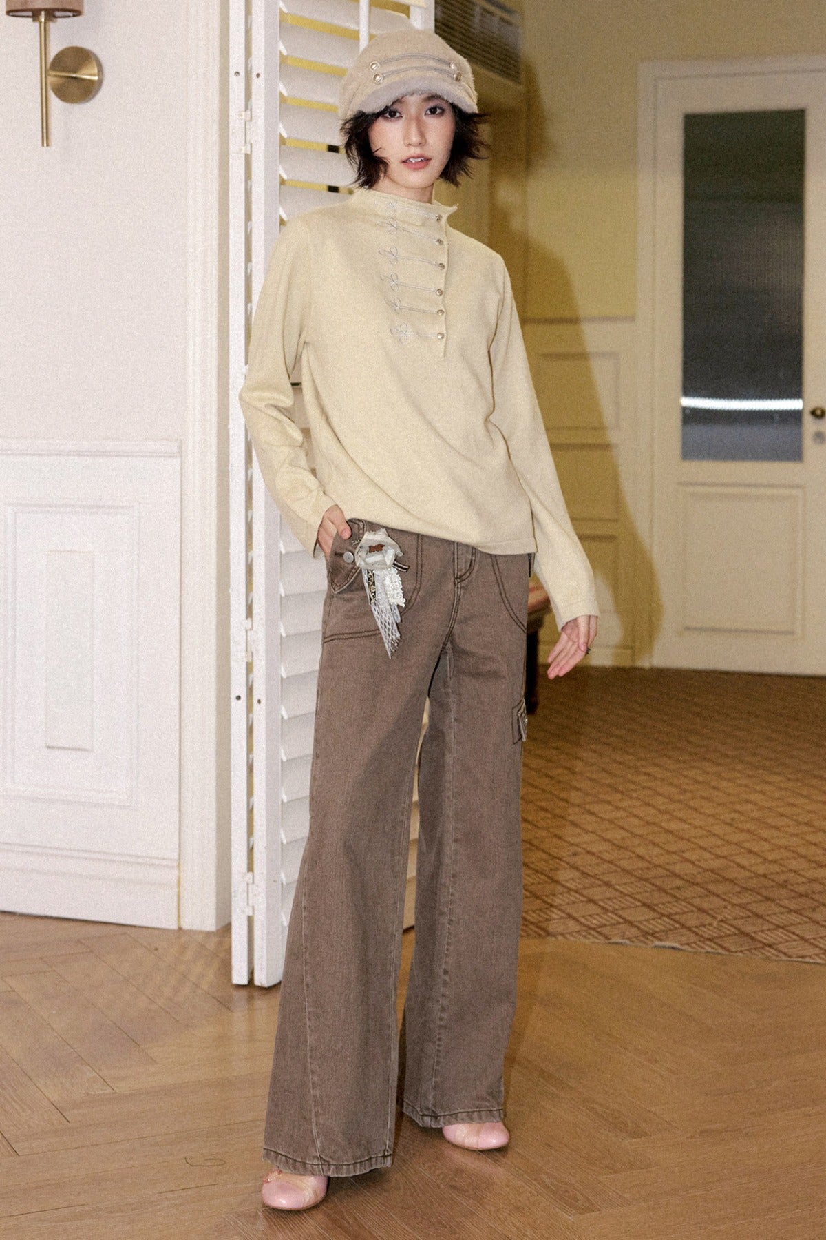 Bamboo Cotton Flared Workwear Pants