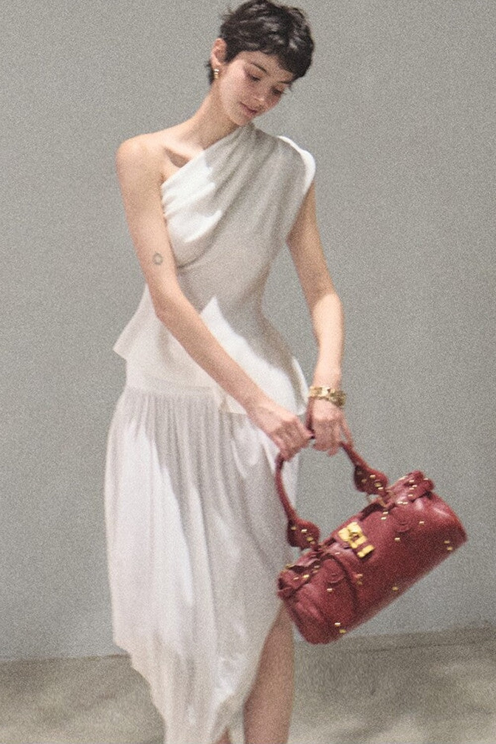 White Asymmetrical Lyocell Top