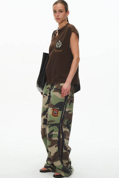 Retro Double-Waist Camouflage Pants