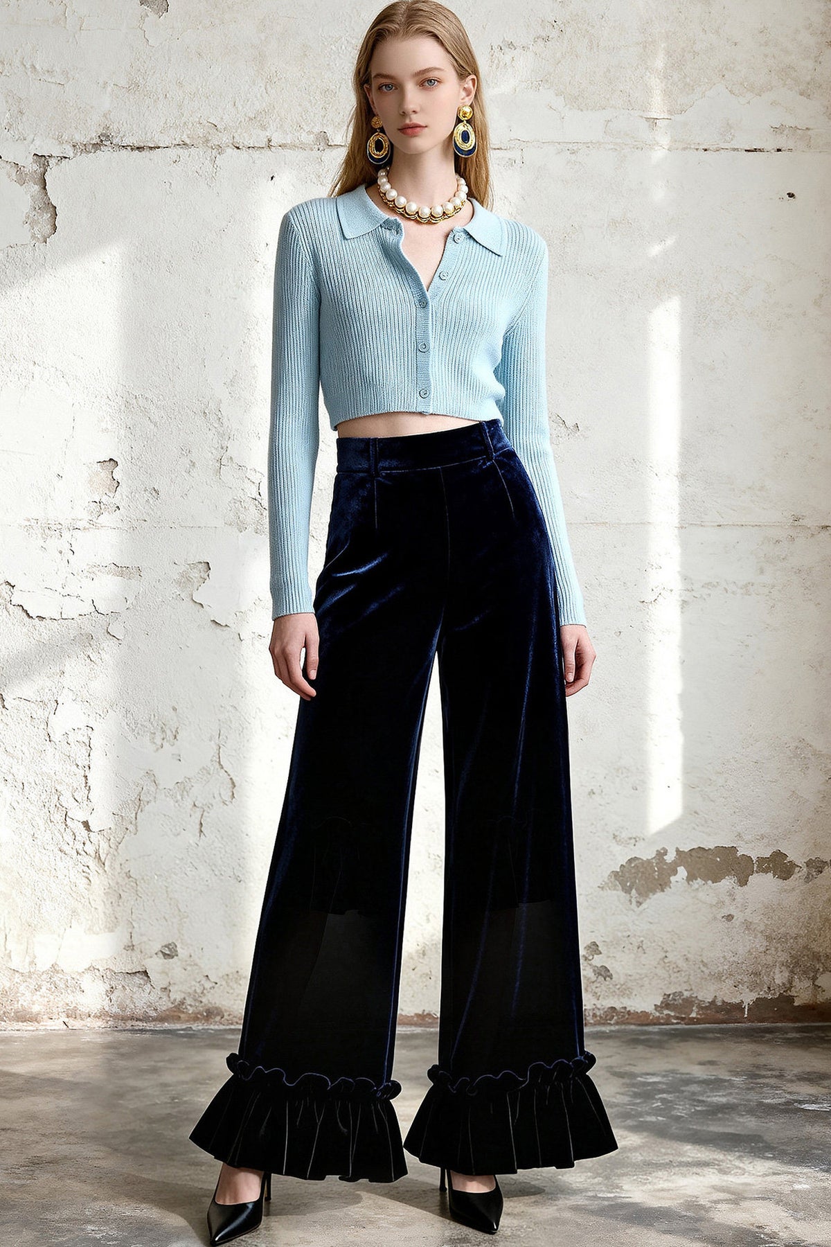 Knit Top and Long Pants Set-Up
