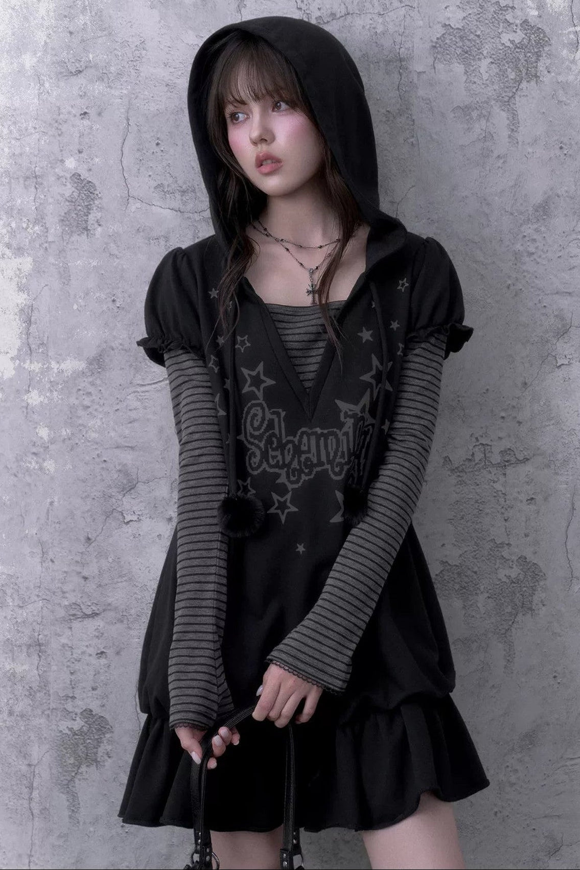 Loose Floral Hooded Sweatshirt Dress