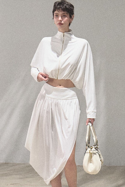 Irregular High-Waisted Slit Skirt