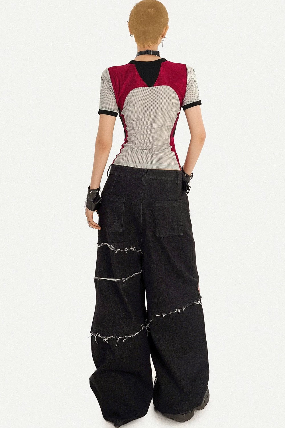 Ripped Graffiti Wide-Leg Jeans