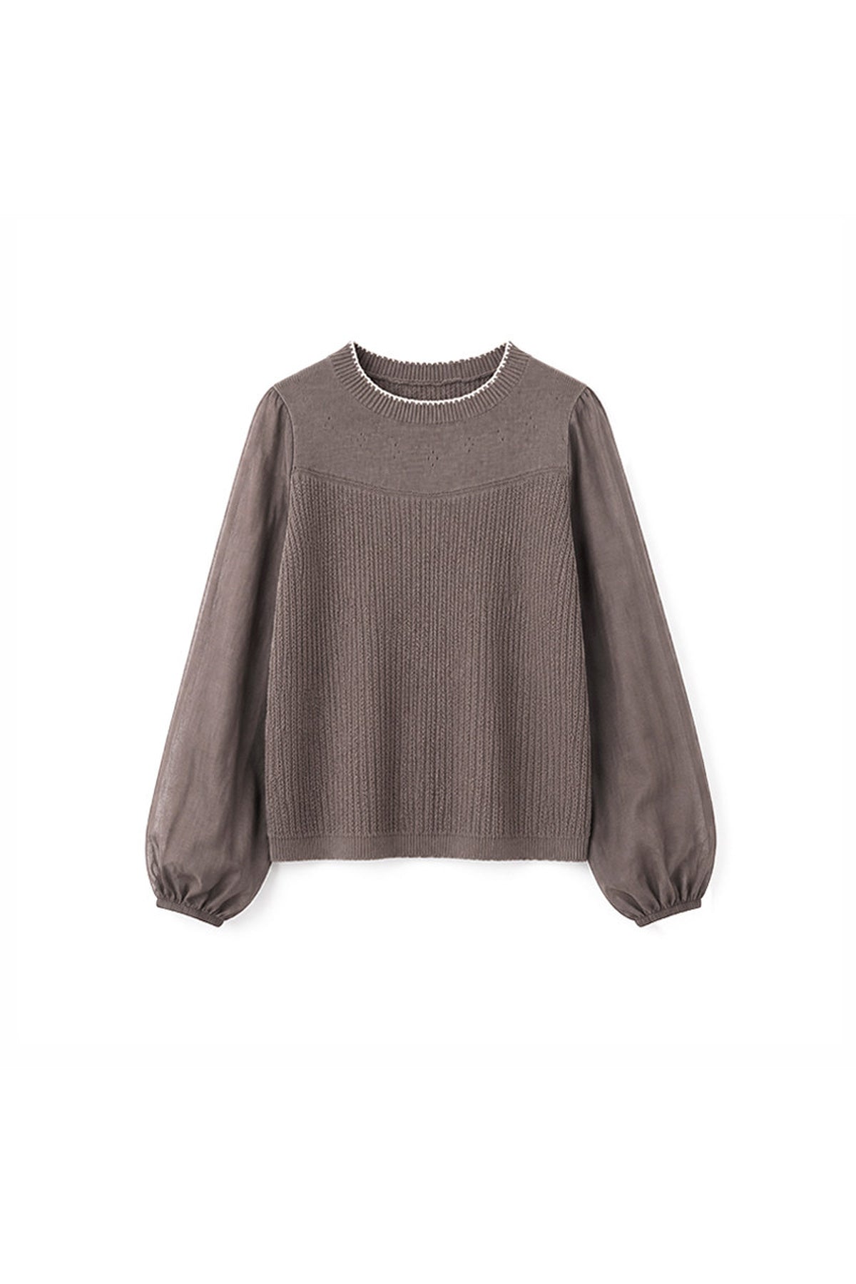 Layered-Look Hollow Knit Top