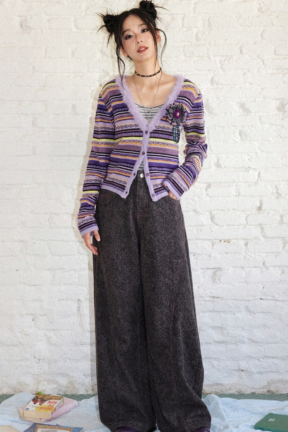 Striped V-Neck Cardigan