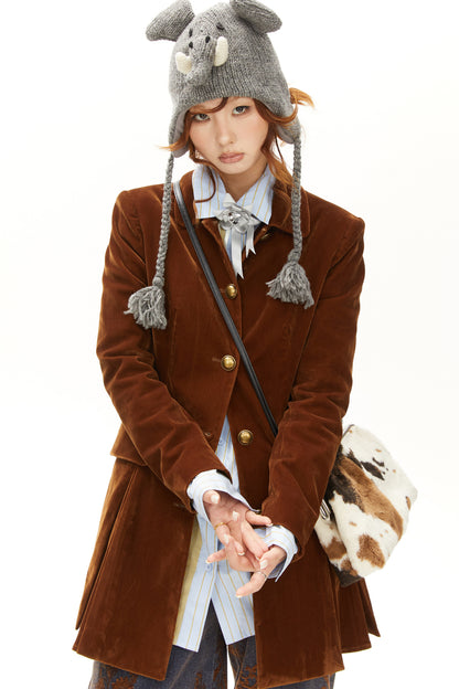 Brown A-Line Long Coat