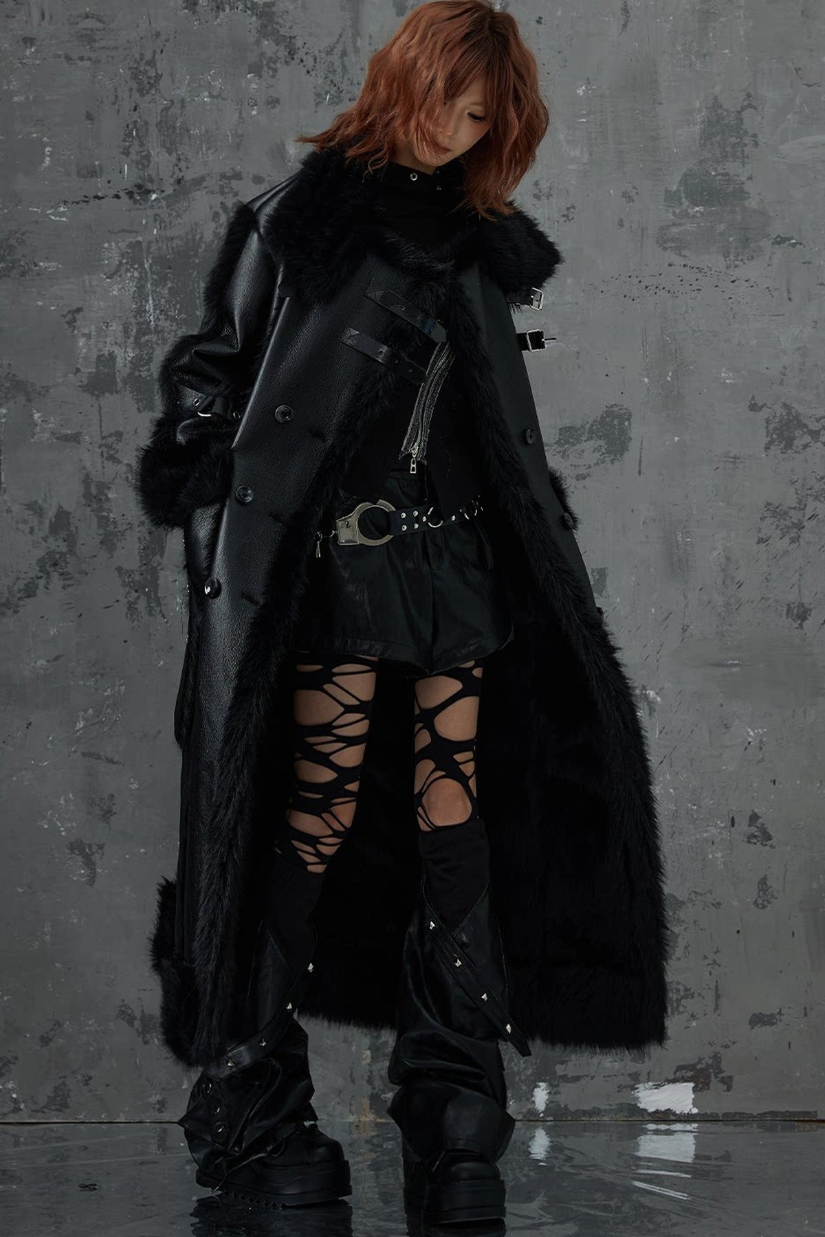Dark Punk Heavy Industry Faux Fur Coat