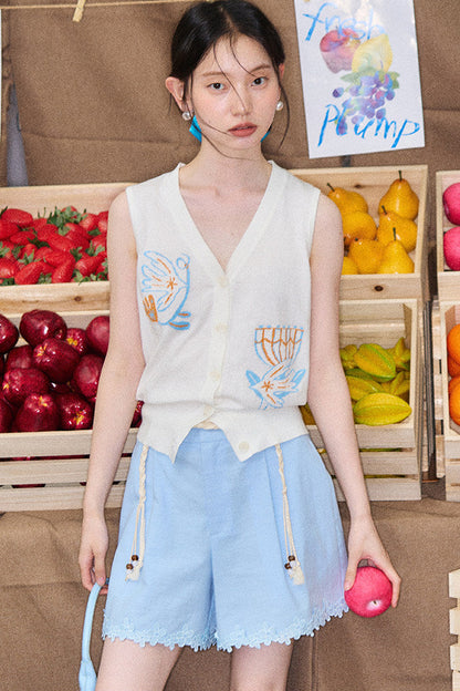 Summer Bird Floral Cotton Vest