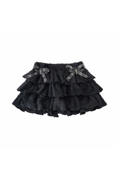 Plush Knit Bow Cake Skirt