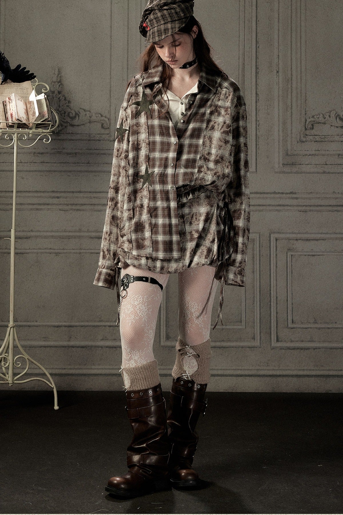 Coffee-Colored Plaid Shirt
