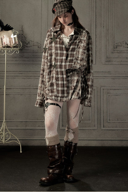Coffee-Colored Plaid Shirt