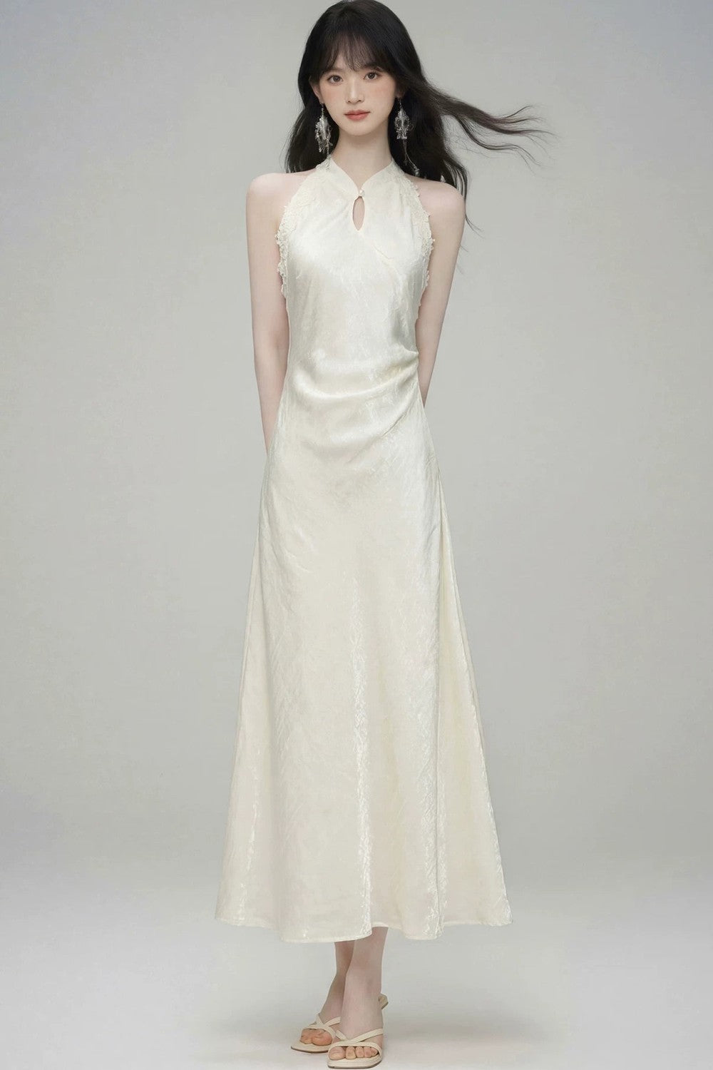 Chinese Style Jade Lace Cheongsam Dress