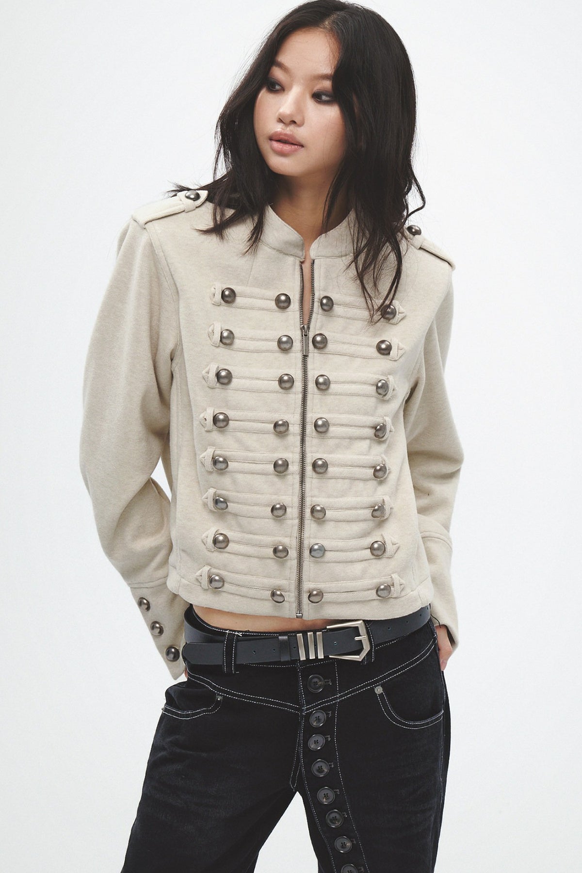 Metal Decorated Shoulder Pad Jacket Set-Up