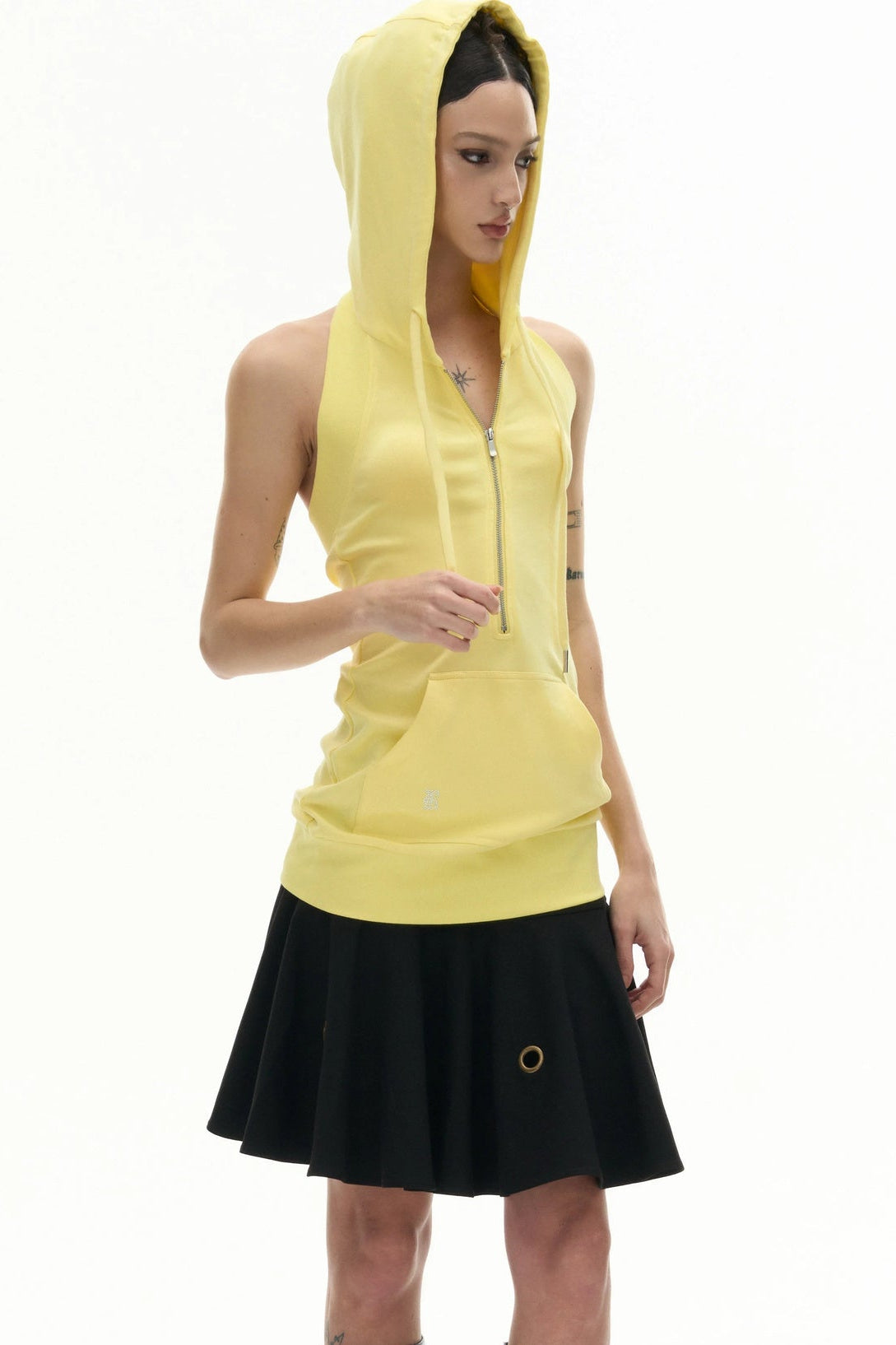 Rhinestone Hooded Sleeveless Top